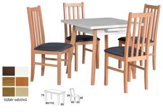 Vyobrazení desky stolu v odstínu - bílá, židle v odstínu - olše