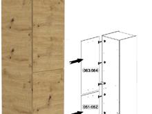 Fotogalerie D60ZL (60 cm) DUB ARTISAN levá, vysoká skříň na vestavnou lednici kuchyňské linky Langen