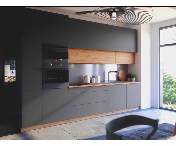 Fotogalerie D60ZL (60 cm) GREY MAT(MDF) levá, vysoká skříň na vestavnou lednici kuchyňské linky Langen
