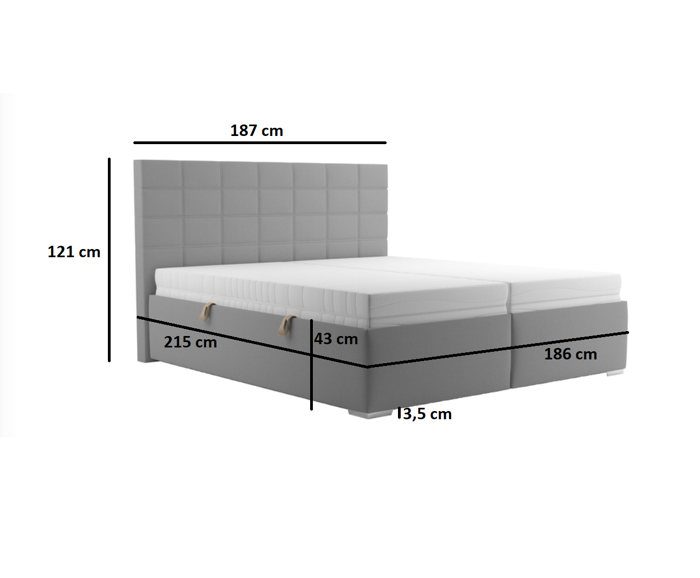 Čalouněná postel Bora 180x200 rozměry