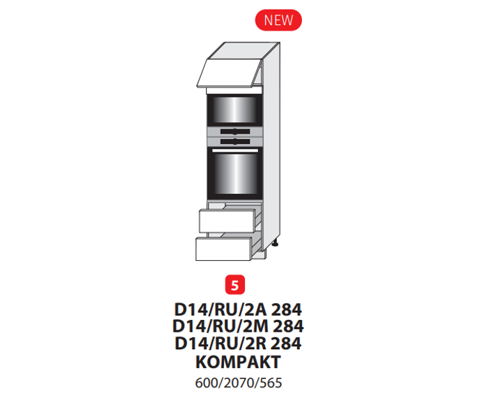 Fotogalerie Skříňka pro vestavbu se šuplíky - D14RU/2 - 284 KOMPAKT (60 cm) - kuchyně Carrini