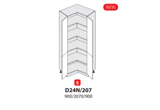 Potravinová skříňka vysoká rohová - D24N (90 cm) - kuchyně Avellino
