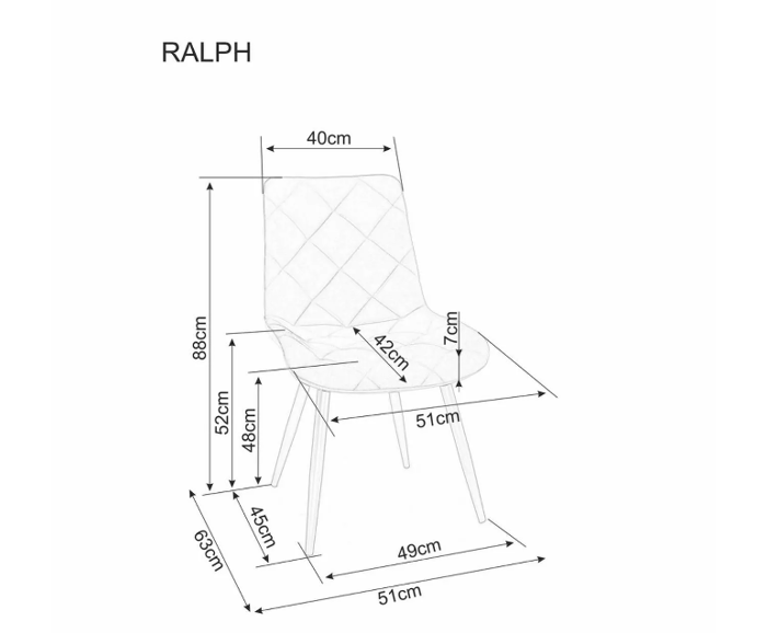 Kvalitní jídelní židle Ralph Velvet - parametry